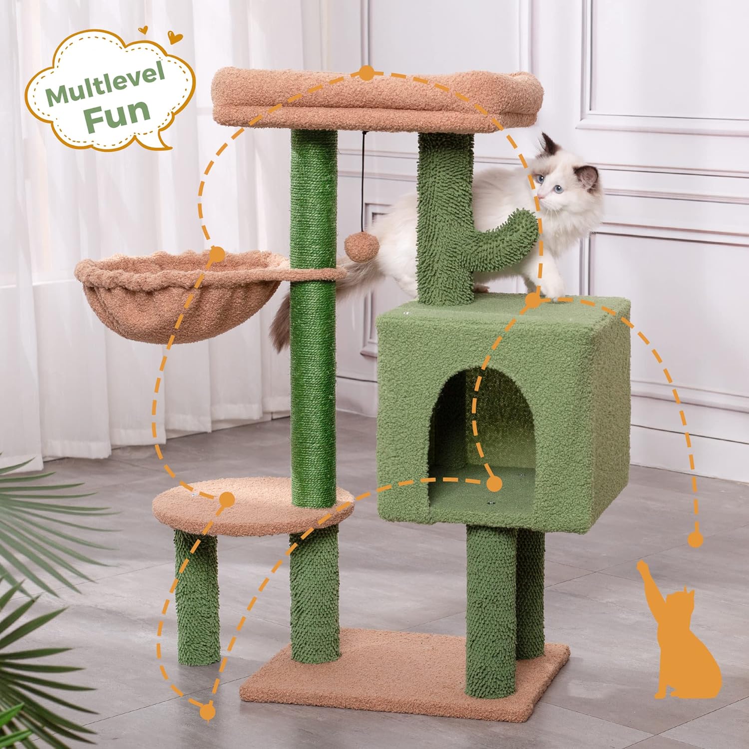 MeowSir Cactus Cat Tree 34 Inches Cute Cat Tower Review Wealth Guard